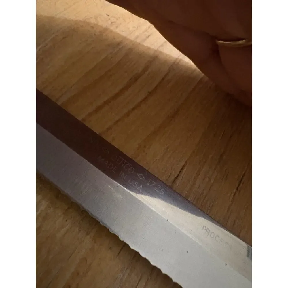 Cutco Serrated Slicing Carving Knife 1729 Dark Brown Handle Made in USA Vintage
